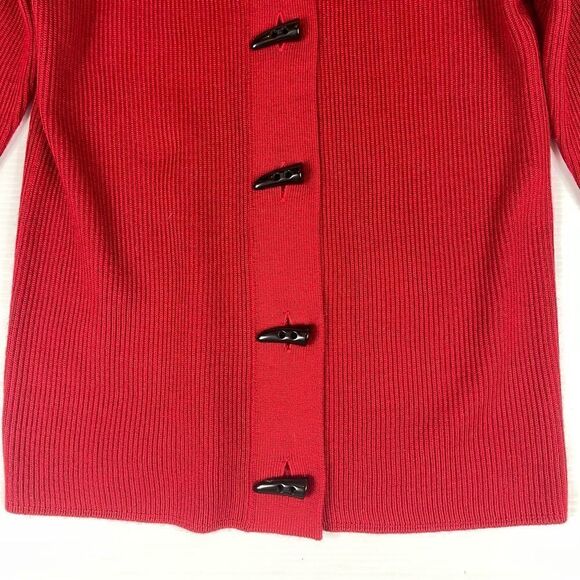 Jones New York Signature Cardigan Sweater Coat Red Toggle Wool Blend Women's M - Picture 2 of 8